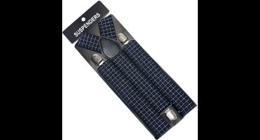 Zwarte bretels met vierkantjes - Heren bretels - volwassenen