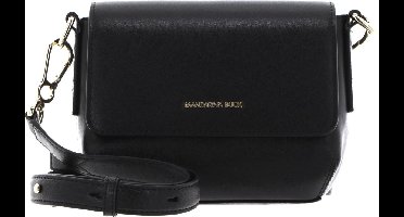 MANDARINA DUCK Leren Schoudertas Luna Shoulder Bag With Flap Small Black Zwart