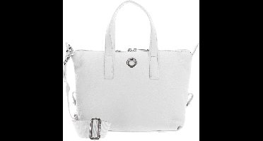 MANDARINA DUCK Leren Handtas Schoudertas Mellow Leather Bowling Bag Nimbus Cloud Lichtgrijs