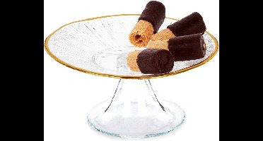 Taartplateau Glas op Voet Gouden 15,5 cm - Taart - Plateau - Cake Standaard