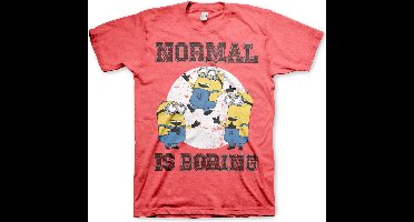 Minions Normal Life Is Boring T-Shirt Red-Heather-S