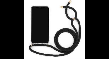 New Age Devi - Stevig telefoonhoesje met handig koord - Schokbestendige backcover - Geschikt voor iPhone 1212 Pro - Zwart en goud