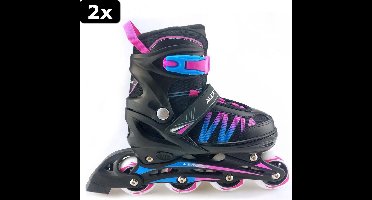 2x Alert Inline Skates Maat 35-38 Roze/Blauw/Zwart