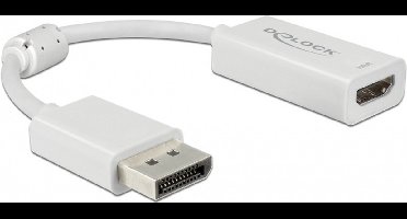 DeLOCK premium DisplayPort naar HDMI adapter - DP 1.4 / HDMI 2.0 (4K 60Hz + HDR) / wit - 0,20 meter