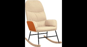 vidaXL - Schommelstoel - stof - crèmewit