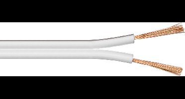 Luidspreker kabel (CU koper) - 2x 0,50mm² / wit - 25 meter