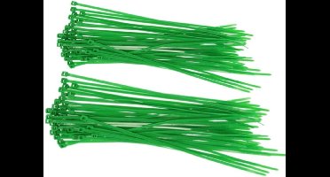 Setje van 100x stuks kabelbinders/tie-wraps groen 15-20 cm van 4.7 mm breed - Klussen/gereedschap