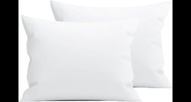 Droomtextiel Percale Katoen Kussenslopen Wit - 60x70 cm - 2 Stuks - Hoogwaardige Kwaliteit