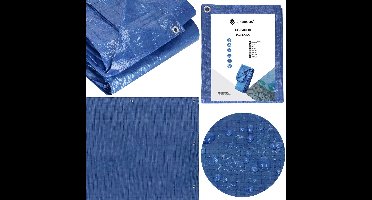 Springos Afdekzeil | Dekzeil | Zeildoek | Waterdicht | PVC | 6 x 4 m | 60 g/m2 | Blauw