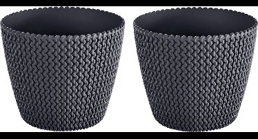 8x Kunststof Splofy bloempotten 22 cm antraciet - Bloempotten/plantenpotten voor binnen en buiten