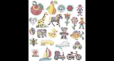 Onderplaat, geometrie, dieren, kinderen/bloemen en transport, afm 7x7,5-14x16 cm , helder, 4x10 doos