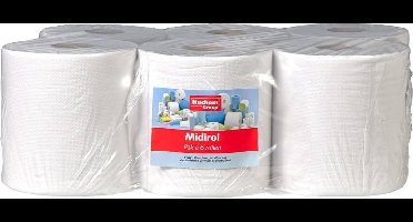 Witte Handdoekrol Midi - 6 stuks, 1 laags, 300