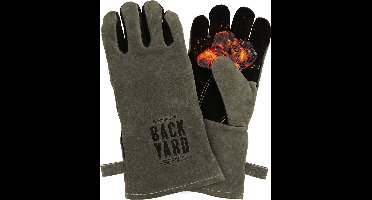 Backyard Series BBQ Handschoenen Leer - Vuurvast en Hittebestendig tot 250ºC - BBQ Accessoires - Grijs