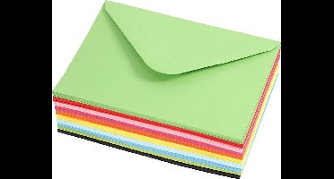 Gekleurde Enveloppen, afmeting envelop 11,5x16 cm, 80 gr, diverse kleuren, 10x10 stuk