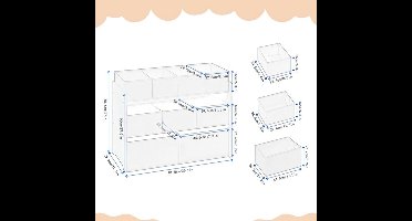 Speelgoedkast - Opbergkast Speelgoed - Kinderen - Speelgoed Organizer - Vakkenkast - 9 Vakken - Wit en grijs