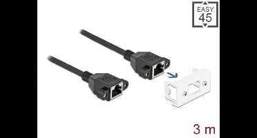 Delock Network Extension Cable for Easy 45 Module S/FTP RJ45 jack to RJ45 jack Cat.6A 3 m black