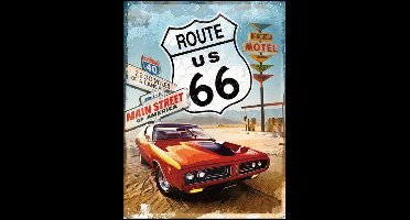 Route 66 Main Street  Metalen wandbord in reliëf 30x40 cm