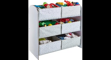 White Kids Bedroom Toy Storage Unit with 6 Bins (471GWH01EM)