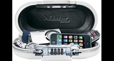 MasterLock Draagbare kluis 5900EURDWHT – Met 4-cijferig combinatieslot – Incl. verankeringskabel – W
