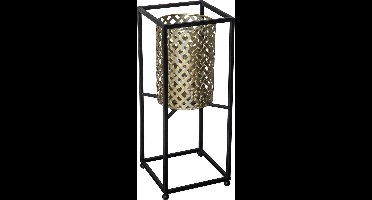 PTMD Brandon zwarte lantaarn metalen vierkant maat in cm: 15 x 15 x 37 Goud