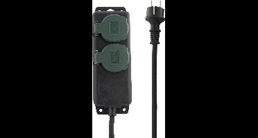 REV 0512467555 Stekkerdoos 2-voudig Zwart, Groen Randaarde stekker 1 stuk(s)