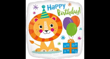 Folieballon Happy Birthday Leeuw