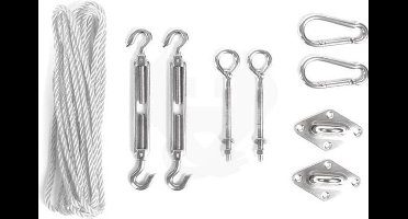 Perel Montagekit met 2 spanwartels, 2 oogbouten, 2 oogplaten, 2 karabijnhaken, nylontouw