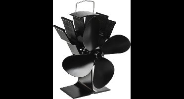 HI Kachelventilator voor Houtkachel - Warmteverdeler - Energiebesparend - Zwart