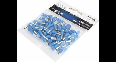 adereindhuls set - 100 delig - kabelschoen pen - blauw - 2.5mm² - asta