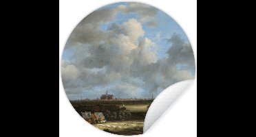 WallCircle - Muurstickers - Behangcirkel - Gezicht op Haarlem met bleekvelden - Schilderij van Jacob van Ruisdael - 30x30 cm - Muurcirkel - Zelfklevend - Ronde Behangsticker