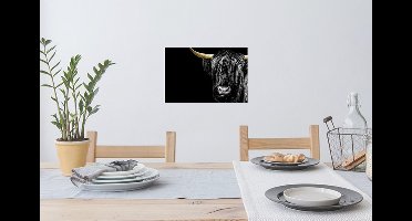 Muurstickers - Sticker Folie - Schotse hooglander - Goud - Vacht - Dieren - Koe - 30x20 cm - Plakfolie - Muurstickers Kinderkamer - Zelfklevend Behang - Zelfklevend behangpapier - Stickerfolie