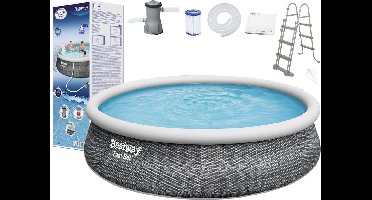 Bestway opblaaszwembad - 457x107cm - met pomp en trap - rotan