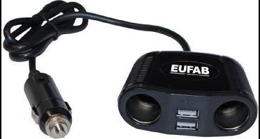 Eufab 16549 Sigarettenaanstekerverdeler Aantal sigarettenaanstekerbussen: 2 x Interfaces: USB: 2 x Stroombelasting (max