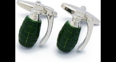 Manchetknopen - Handgranaat Granaat Zilver en Groen