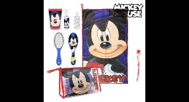 Disney Mickey Mouse Gevulde Toilettas – Kinder Reisset met Beker, Borstel, Tandenborstelhouder & Handdoekje – Cadeau voor Logeren & Vakantie