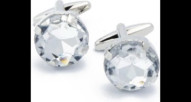 Manchetknopen - Rond met Grote Witte Steen