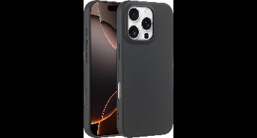 Hoesje Geschikt voor iPhone 16 Pro Max – Zacht siliconen liquid backcover – Zwart