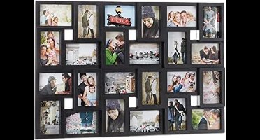 XXL fotolijstcollages voor 24 foto's in 10 x 15, portret- of landschapsformaat, kunststof, H 53 x B 85 cm, zwart