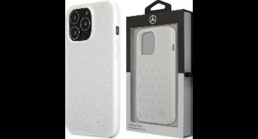 Mercedes - MEHCP13XESPWH - iPhone - 13 - Pro - Max - 6.7 - wit/wit - hardcase - Zilver - Sterrenpatroon