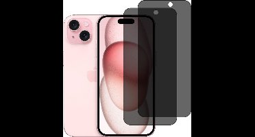 Privacy Screen protector Geschikt voor iPhone 15 screenprotectors Privacy - 2 Stuks - Full screen protector tempered glass van gehard glas