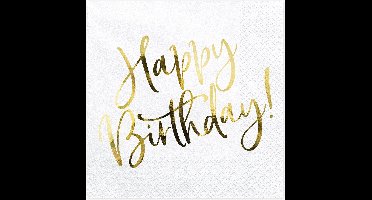 PARTYDECO - 20 papieren servetten Happy Birthday 33 x 33 cm