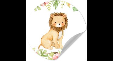 WallCircle® - Behangcirkel 30x30 cm - Muurstickers Leeuw - Safari - Jungle - Muurcirkel - Kinderkamer accessoires - Decoratie babykamer - Wandcirkel zelfklevend