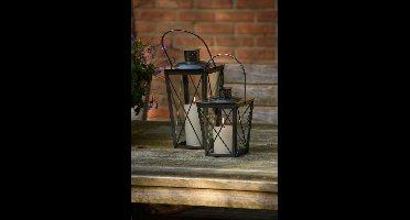 Flancy Flames Windlicht- zilver - ijzer - 20x40 cm - kaarsenhouders - lantaarns