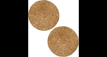 Decoris placemat - 2x - goud - D38 cm - kunststof - rond - tafel onderleggers - placemats