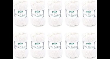 King Cotton (zacht en volumineus brei- en haakgaren van 55% polyacryl & 45% katoen, 50 g/78 m, naalddikte: 6-7, 10 x 50 g), crème