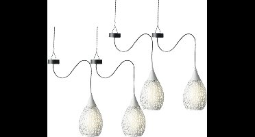 4x stuks witte solar tuinverlichting hanglamp ijzer 21 cm - Solarlampen - Hanglampen - Tuinverlichting