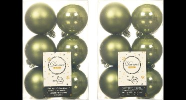 Decoris kerstballen - 48x st - mosgroen - D6 cm - kunststof - mat/glans - kerstversiering