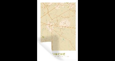 Muurstickers - Sticker Folie - Plattegrond - Stadskaart - Retro - Binche - Kaart - 20x30 cm - Plakfolie - Muurstickers Kinderkamer - Zelfklevend Behang - Zelfklevend behangpapier - Stickerfolie