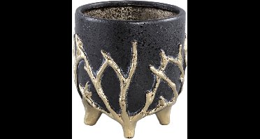 PTMD Quin Bloempot - 15 x 15 x 16 cm - Keramiek - Zwart