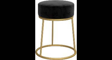 vidaXL - Hocker - rond - fluweel - zwart